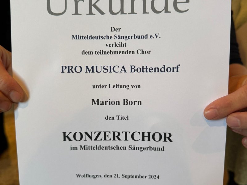 Urkunde Konzertchor 2024